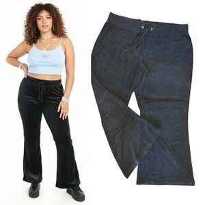 Y2K Mossimo Black Velvet High Waist Bell Bottoms Joggers Plussize 28/ 30W